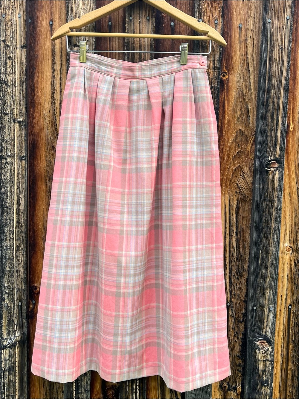 Vtg Pendleton Wool 🤍 pinks, cream & blues 🤍 Plaid Skirt with Pockets
